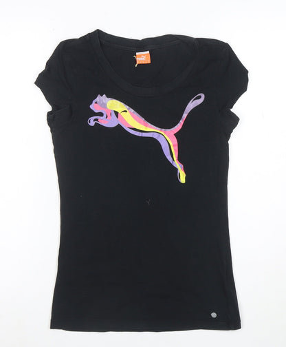 Puma Womens Black Slim Fit Cotton Elastane T-Shirt Size 8