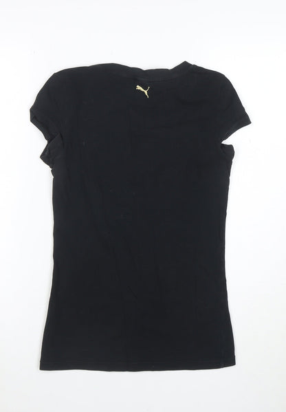Puma Womens Black Slim Fit Cotton Elastane T-Shirt Size 8