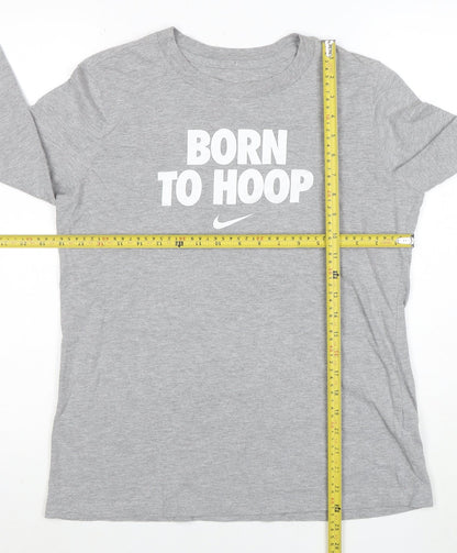 Nike Men's Grey Long Sleeve 'Born To Hoop' Sports T-Shirt Size M