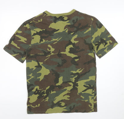 Champion Men's Green Camouflage Crew Neck Cotton T-Shirt Size S