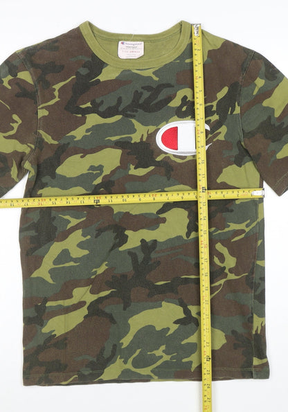 Champion Men's Green Camouflage Crew Neck Cotton T-Shirt Size S