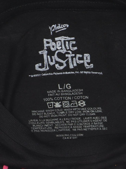 Poetic Justice Men’s Black Long Sleeve Graphic T-Shirt Size L