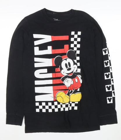 Disney Men's Black Mickey Mouse Long Sleeve Graphic T-Shirt Size S