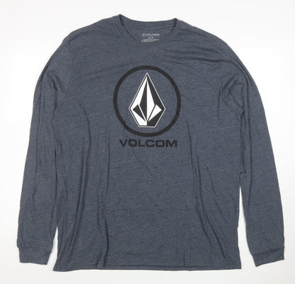 Volcom Men's Grey Long Sleeve Graphic Logo T-Shirt XL