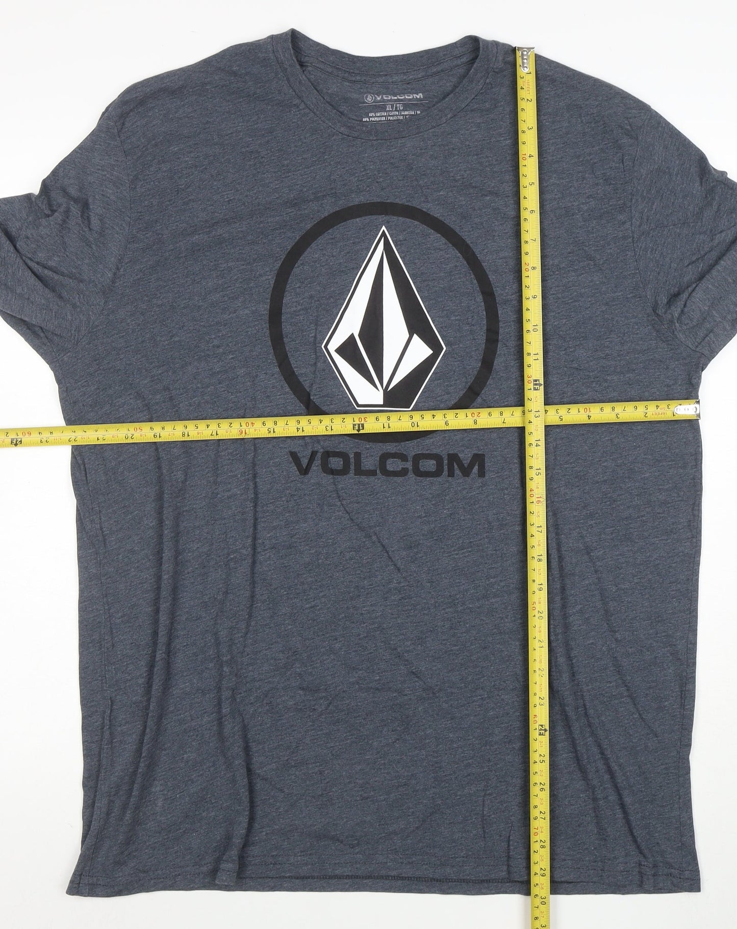 Volcom Men's Grey Long Sleeve Graphic Logo T-Shirt XL