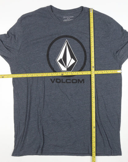 Volcom Men's Grey Long Sleeve Graphic Logo T-Shirt XL