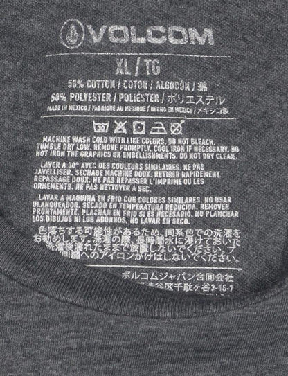 Volcom Men's Grey Long Sleeve Graphic Logo T-Shirt XL