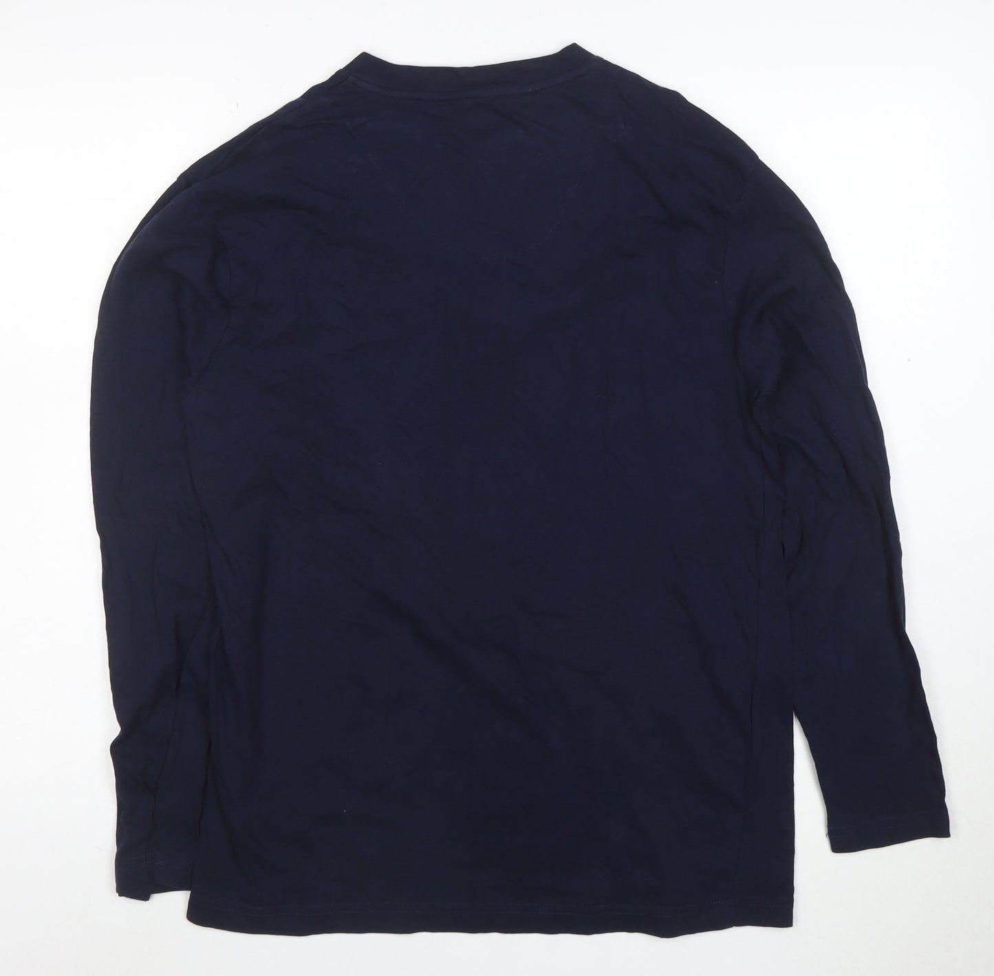 IZOD Men's Blue Long Sleeve Henley Cotton T-Shirt Size M