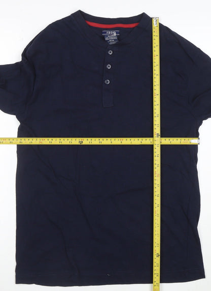 IZOD Men's Blue Long Sleeve Henley Cotton T-Shirt Size M