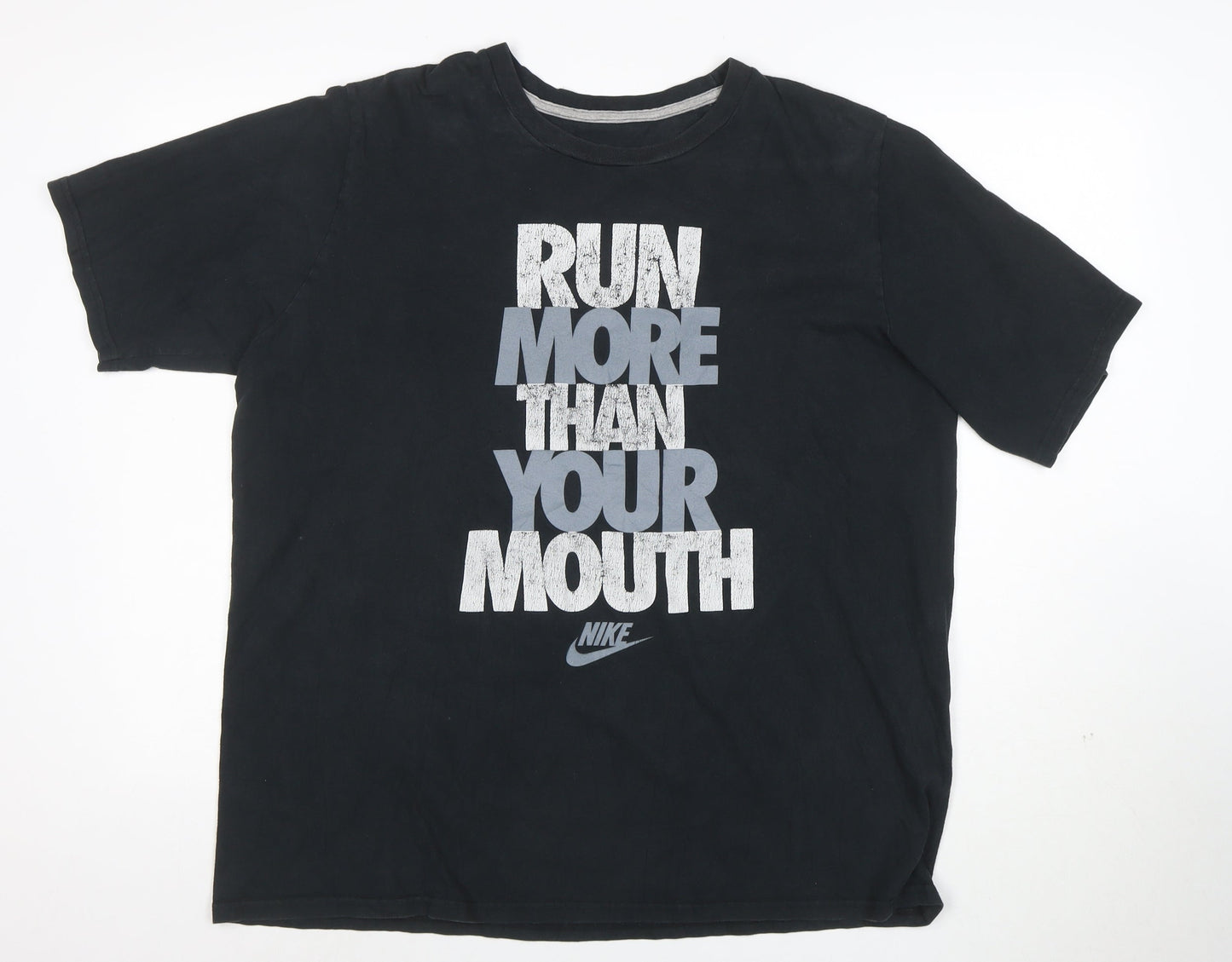 Nike Mens Black 2XL Slim Fit Graphic Sports T-Shirt