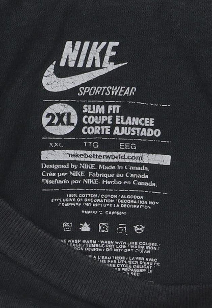 Nike Mens Black 2XL Slim Fit Graphic Sports T-Shirt