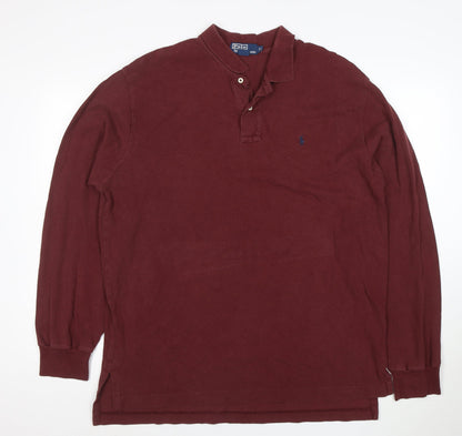 Ralph Lauren Men's Brown XL Long Sleeve Cotton Polo Shirt