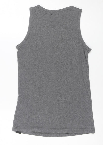 Dickies Men's Grey Sleeveless Ribbed Cotton T-Shirt Small