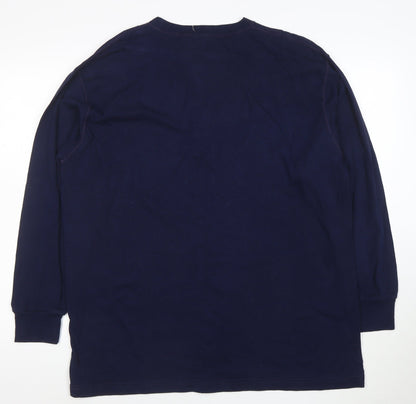 Pooh Men's Blue Long Sleeve Henley T-Shirt Size L Vintage Disney