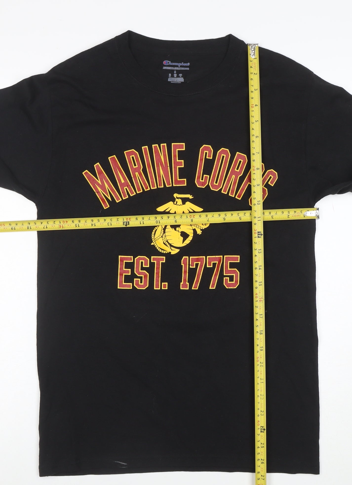 Champion Men's Black Marine Corps Long Sleeve T-Shirt Size S