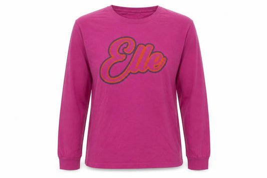 ELLE Women's Pink Long Sleeve Cotton Jersey Logo T-Shirt Size L