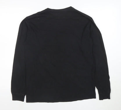 Fox Mens Black Long Sleeve Graphic T-Shirt Medium Cotton