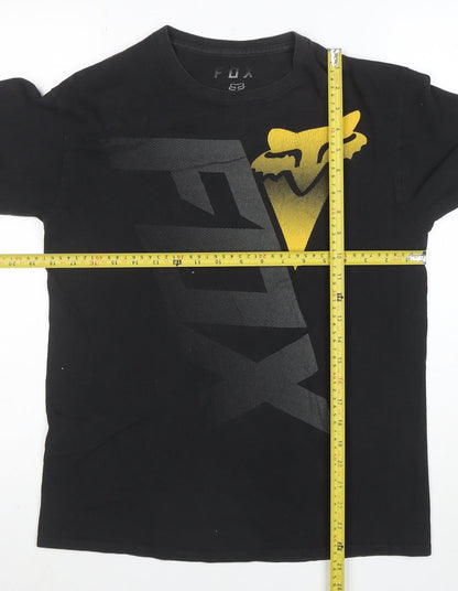 Fox Mens Black Long Sleeve Graphic T-Shirt Medium Cotton