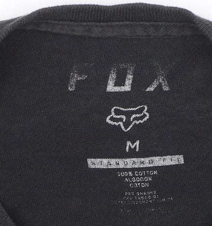Fox Mens Black Long Sleeve Graphic T-Shirt Medium Cotton