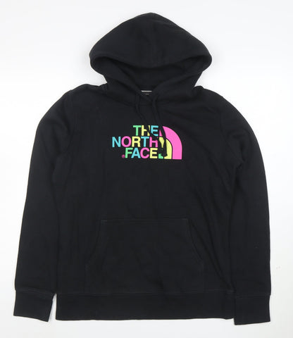 The North Face Womens Black Medium Pullover Hoodie Graphic Logo Cotton Blend