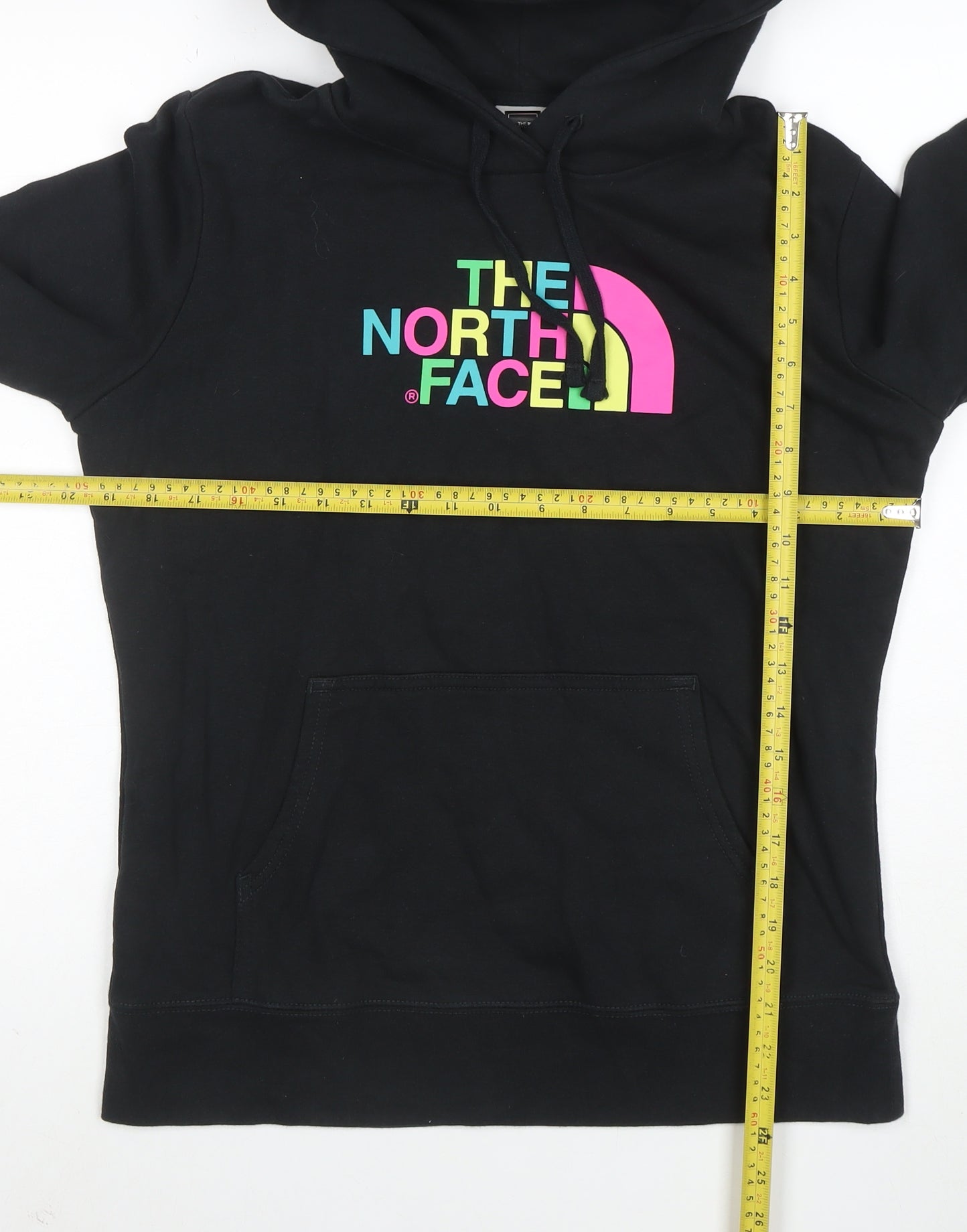 The North Face Womens Black Medium Pullover Hoodie Graphic Logo Cotton Blend