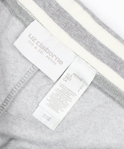 Liz Claiborne Women Petite Grey Cotton Blend Sweatpants L