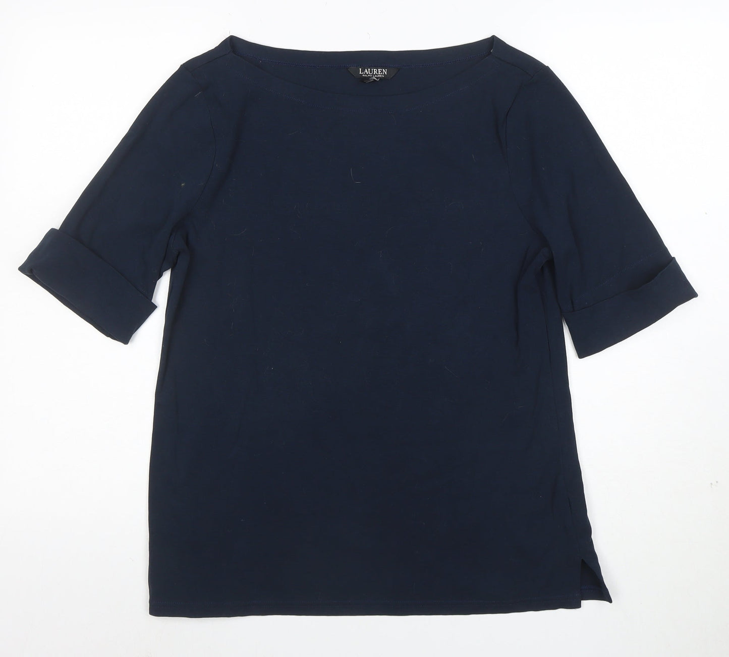 Ralph Lauren Women’s Blue Boat Neck Cotton Stretch T-Shirt XL