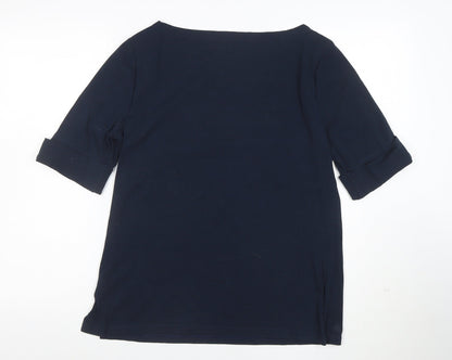 Ralph Lauren Women’s Blue Boat Neck Cotton Stretch T-Shirt XL
