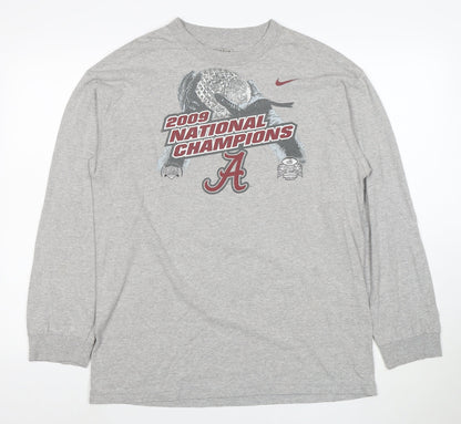Nike Men's Grey Long Sleeve 2009 Champions Graphic T-Shirt Size L