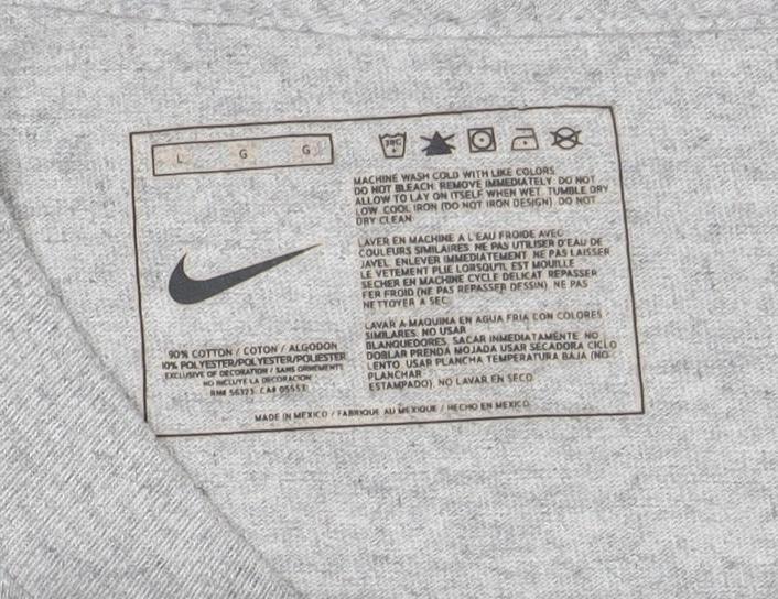 Nike Men's Grey Long Sleeve 2009 Champions Graphic T-Shirt Size L