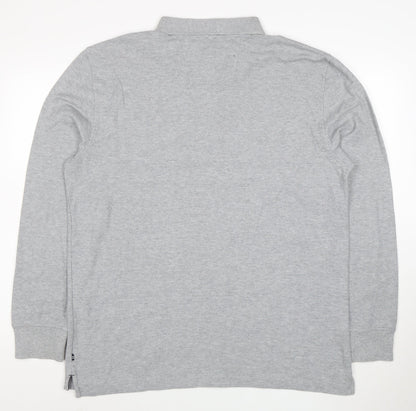 Nautica Men's Grey Long Sleeve Cotton Blend Polo Shirt XL