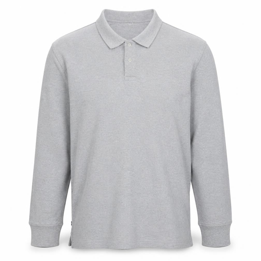 Nautica Men's Grey Long Sleeve Cotton Blend Polo Shirt XL