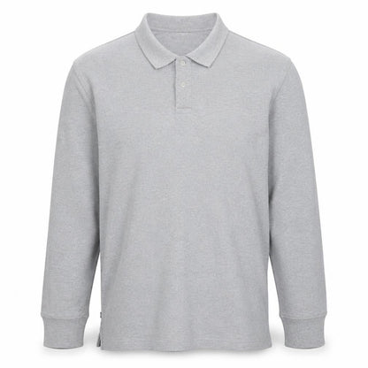 Nautica Men's Grey Long Sleeve Cotton Blend Polo Shirt XL