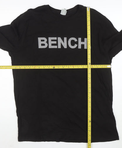 Bench Men's Black Long Sleeve Logo Crew Neck T-Shirt Size L