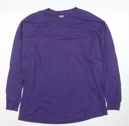 Jerzees Men's Purple Long Sleeve Cotton Crew Neck T-Shirt Size L