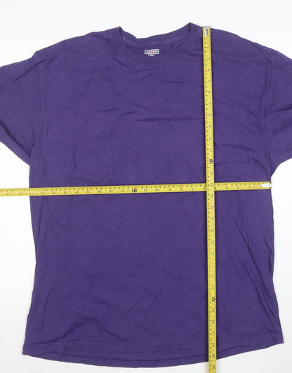 Jerzees Men's Purple Long Sleeve Cotton Crew Neck T-Shirt Size L