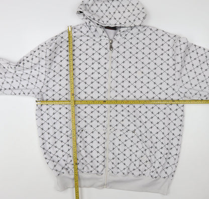 Duke London Men's Grey Full Zip Hoodie 3XL Graphic Print Cotton Blend
