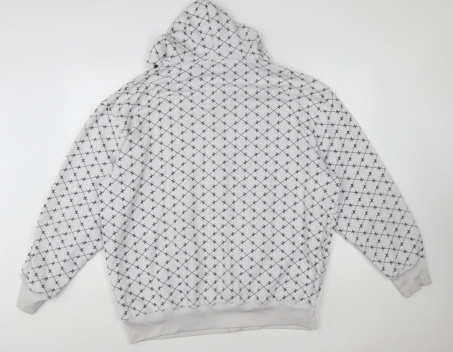Duke London Men's Grey Full Zip Hoodie 3XL Graphic Print Cotton Blend