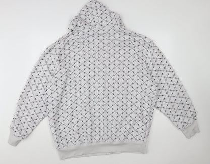 Duke London Men's Grey Full Zip Hoodie 3XL Graphic Print Cotton Blend