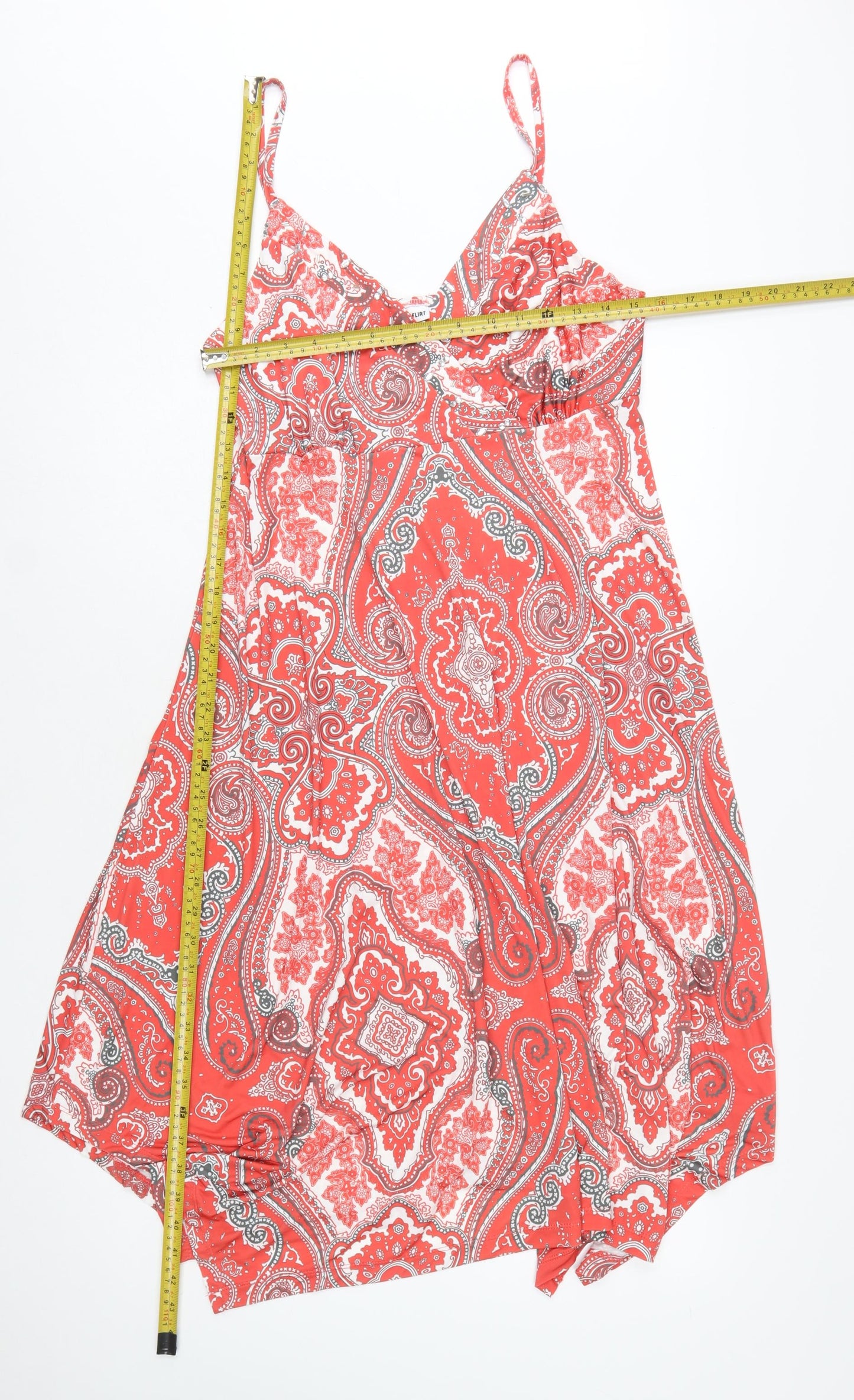 Bodyflirt Women Red Paisley Slip Dress Size M Summer Boho Stretch