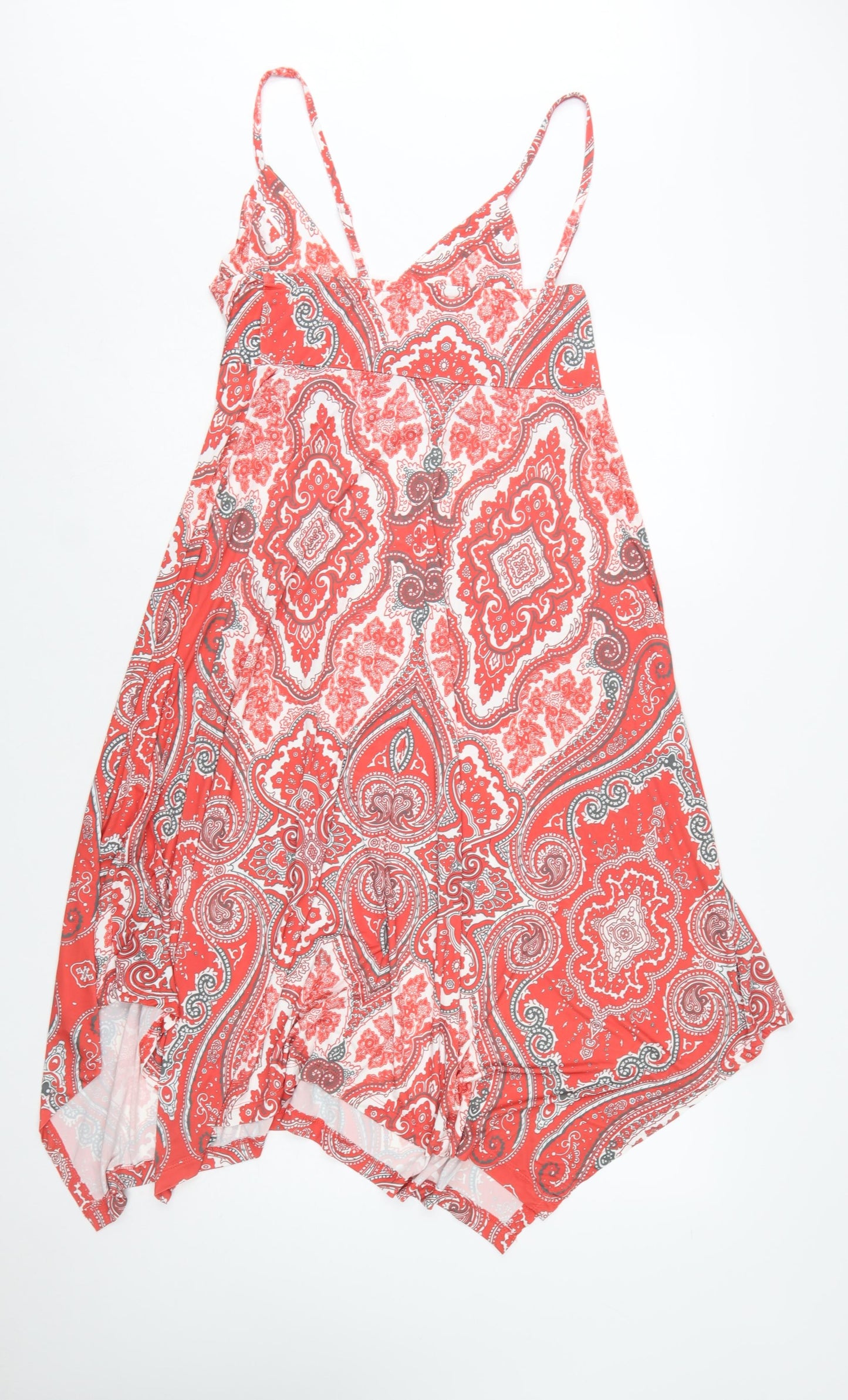 Bodyflirt Women Red Paisley Slip Dress Size M Summer Boho Stretch