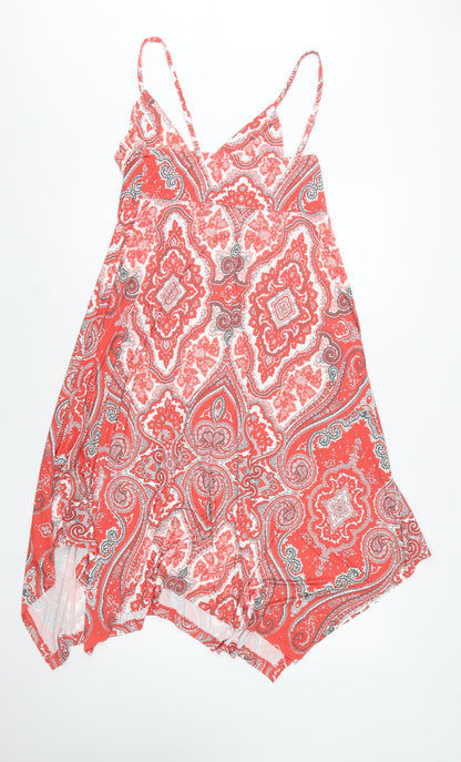 Bodyflirt Women Red Paisley Slip Dress Size M Summer Boho Stretch