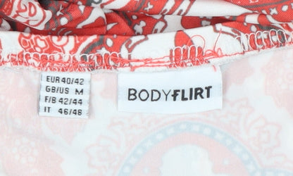 Bodyflirt Women Red Paisley Slip Dress Size M Summer Boho Stretch