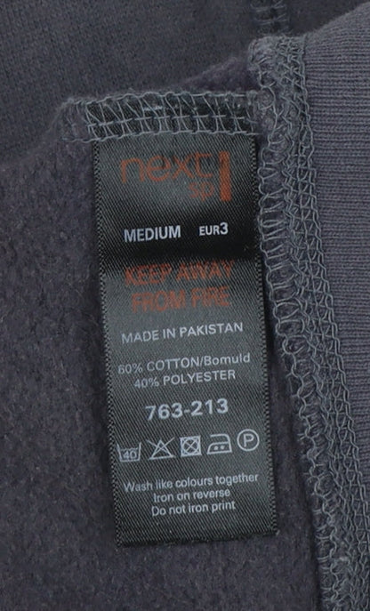 Next Men's Grey Full Zip Hoodie Medium Baseball Graphic Cotton Blend