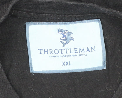 Throttleman Men's Black XXL Shark Graphic Cotton T-Shirt