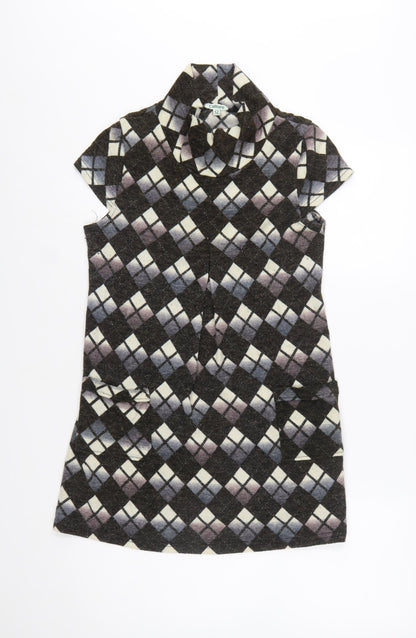 Culture Women's Black Argyle Collared Shift Dress Size 12