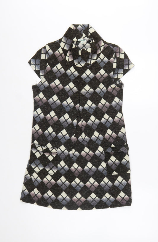 Culture Women's Black Argyle Collared Shift Dress Size 12