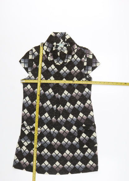 Culture Women's Black Argyle Collared Shift Dress Size 12