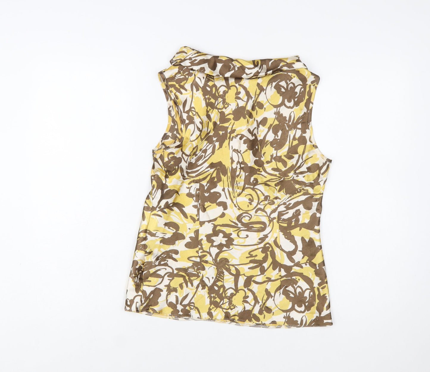 Next Women’s Yellow Floral Cowl Neck Sleeveless Blouse UK 8