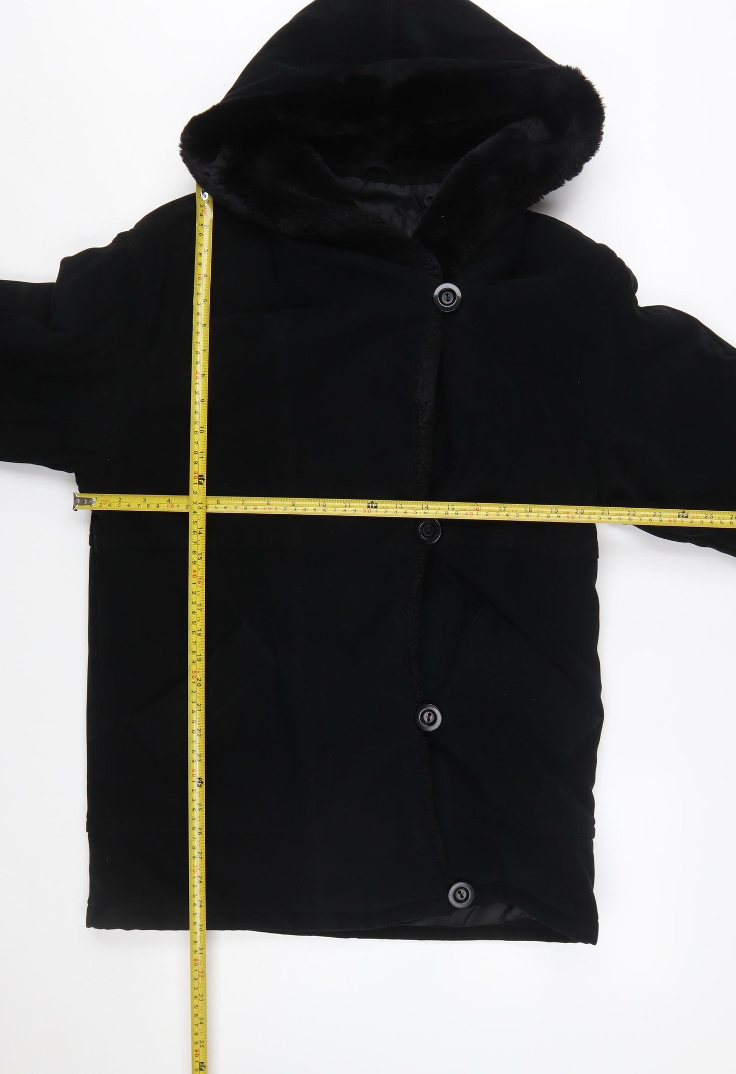 Gallery Womens Black Hooded Mid-Length Coat XS Polyester Blend
